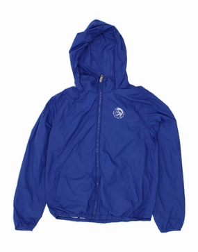 Cozy Interior DIESEL Boys Graphic Hooded Rain Jacket 15-16 Years Blue Nylon