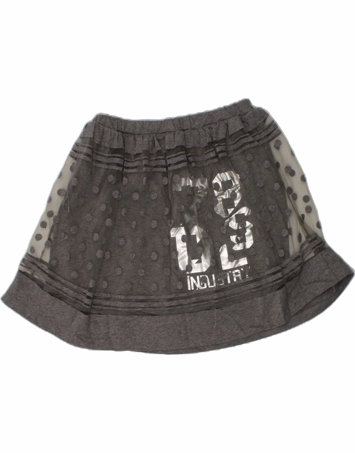 DIESEL Girls Graphic A-Line Skirt 9-10 Years W24  Grey Spotted Cotton Trendy Style Sophisticated Edge