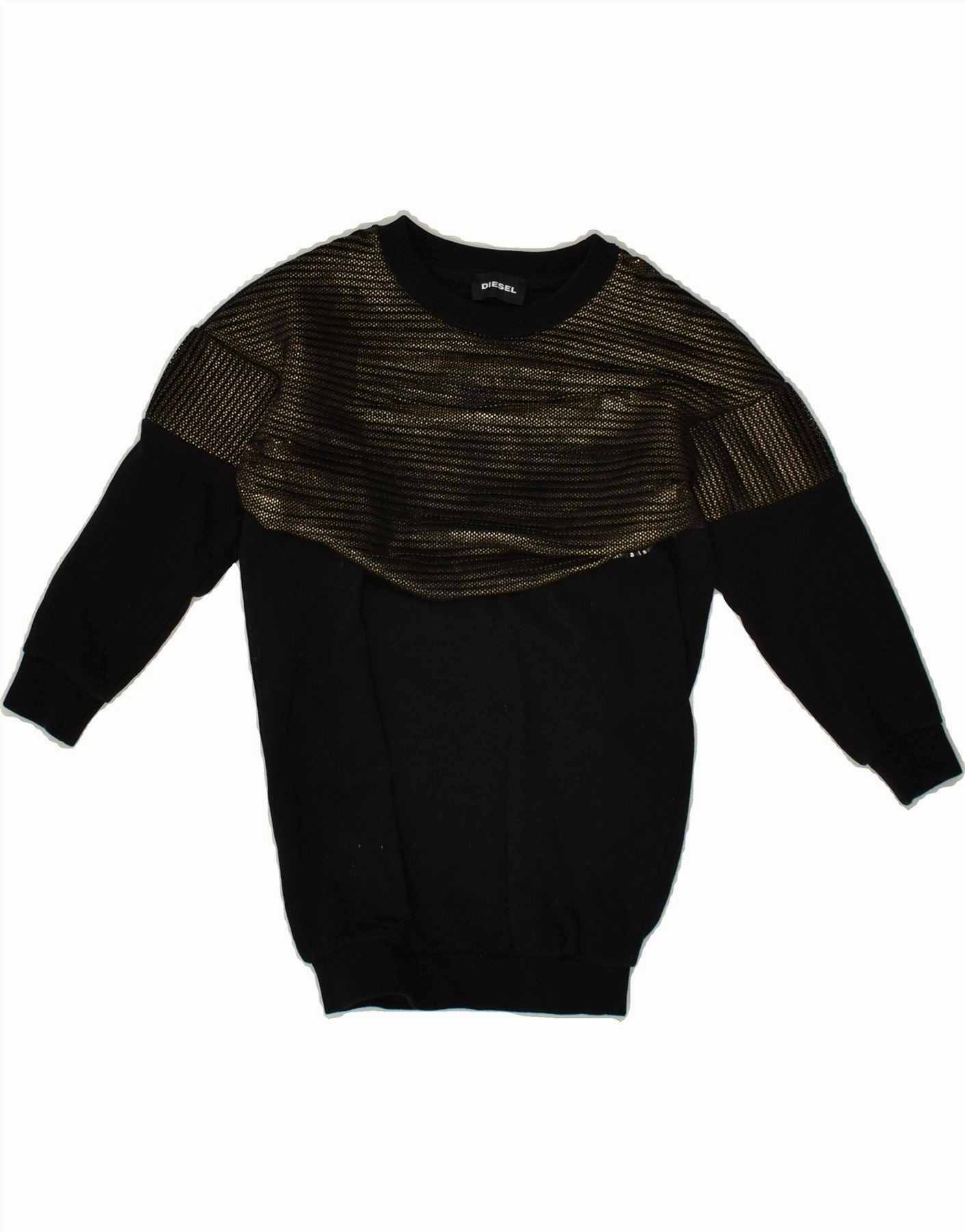 DIESEL Girls Long Sleeve Jumper Dress 2-3 Years Black Cotton Loose Fit