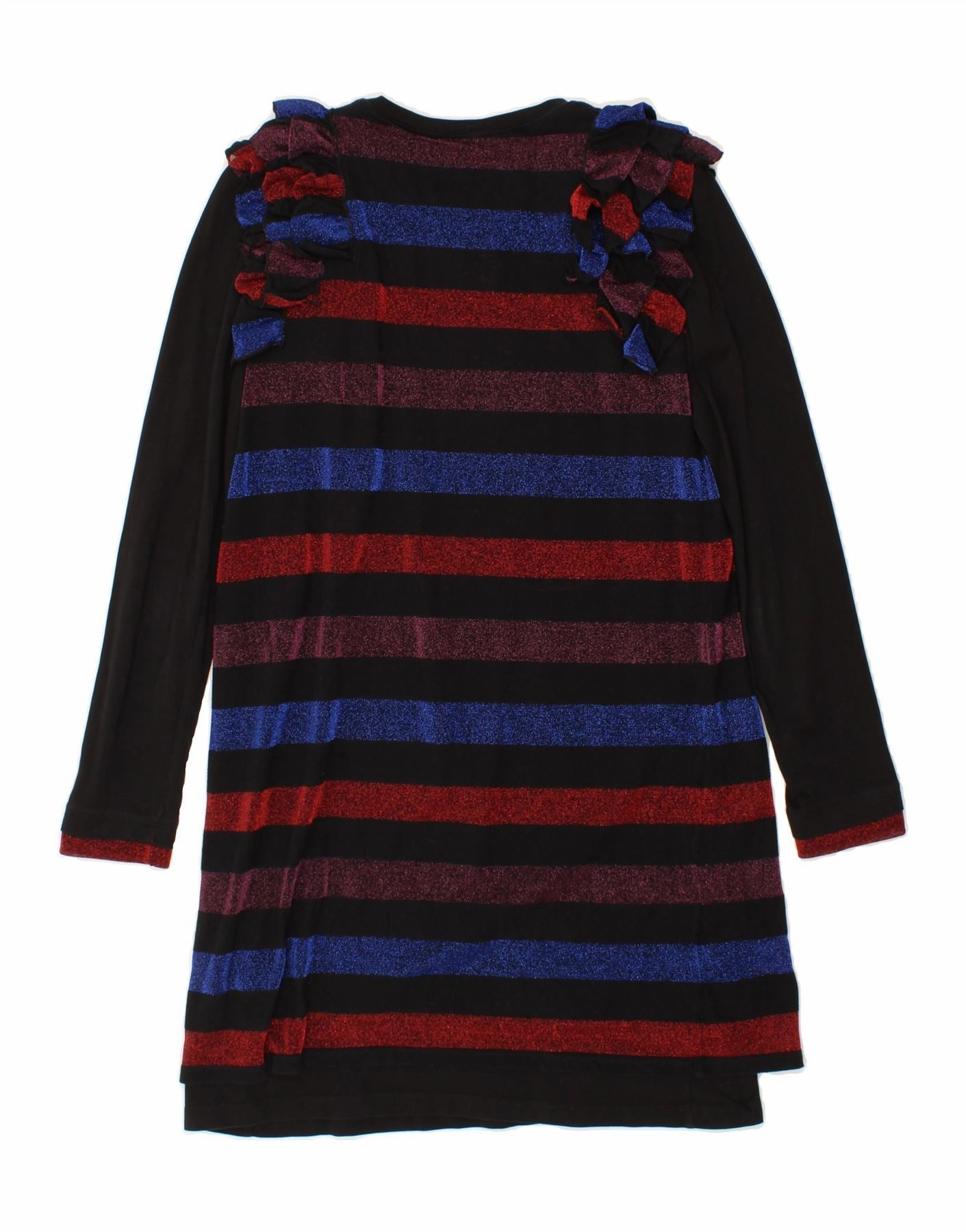DIESEL Girls Ruffle Jumper Dress 15-16 Years Multicoloured Striped Cotton Comfortable office piece Seasonal piece
