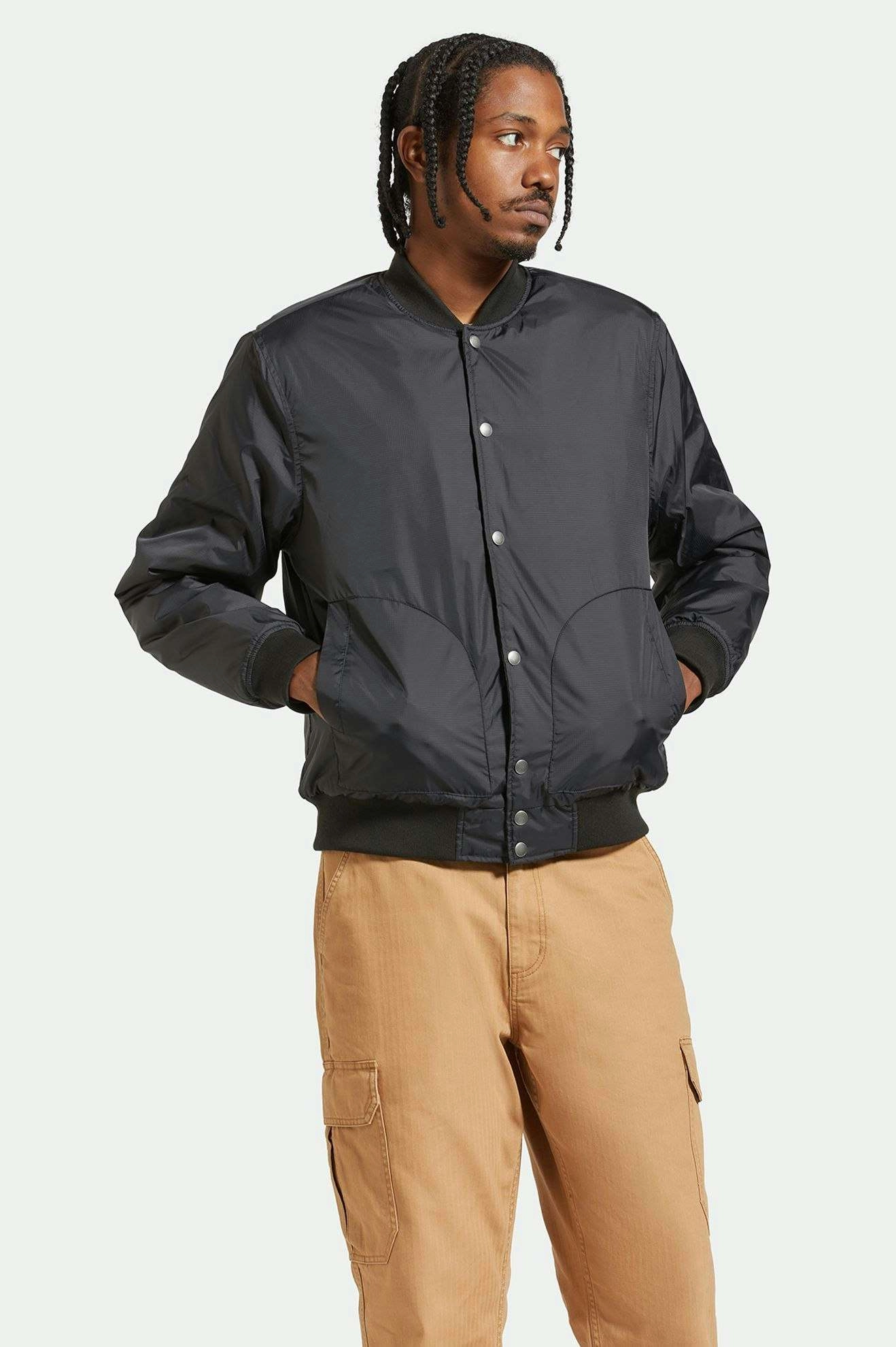 Layered Outdoor Shield Dillinger Flight Bomber Jacket - Black