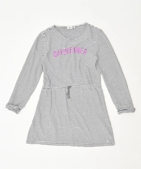 TOM TAILOR Girls Graphic Drop Waist Dress 15-16 Years XL White Striped Sheer Light