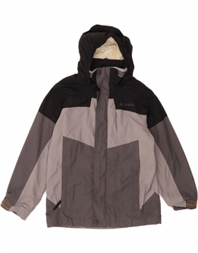 All Day Use COLUMBIA Boys Hooded Windbreaker Coat 10-11 Years Grey Colourblock Nylon