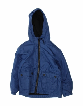 DKNY Boys Hooded Padded Jacket 5-6 Years Blue Polyester Outdoor Shield