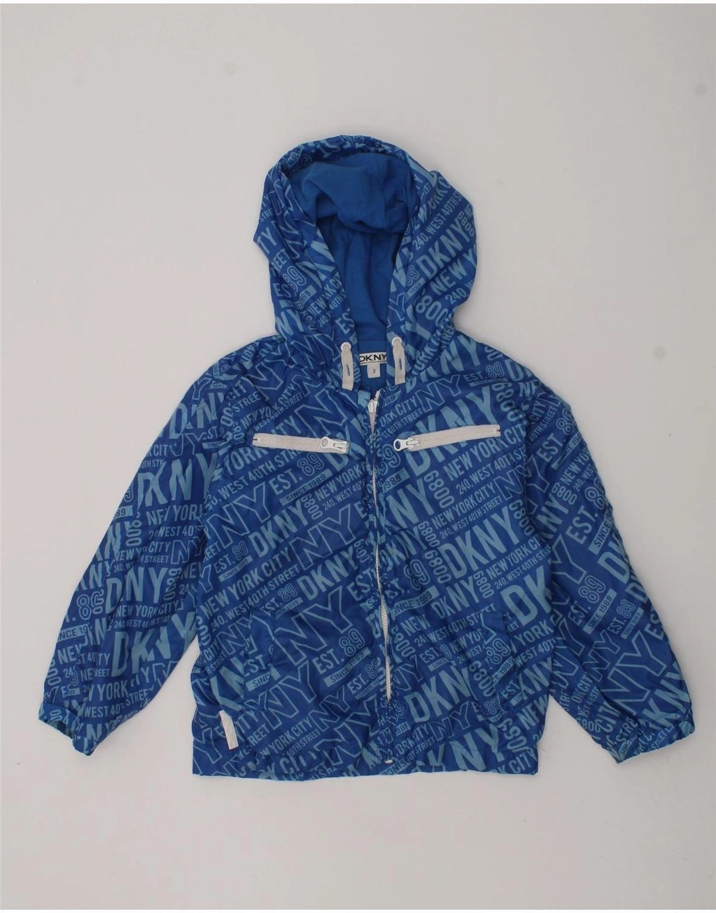 Travel Light DKNY Boys Hooded Rain Jacket 2-3 Years Blue Polyester