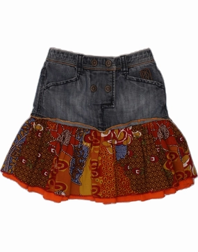 Recycled-Material DKNY Girls Denim Skirt 3-4 Years W20  Blue Floral