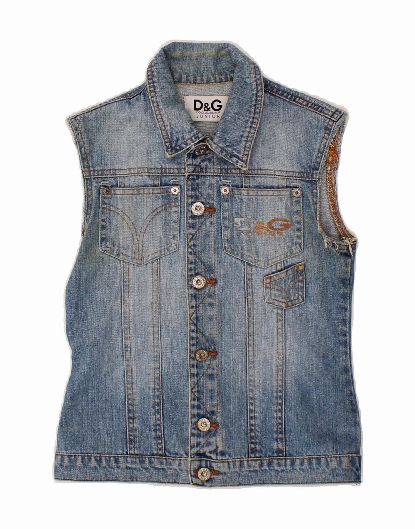 Structured Fit music concert DOLCE & GABBANA Boys Denim Gilet 7-8 Years Blue Cotton