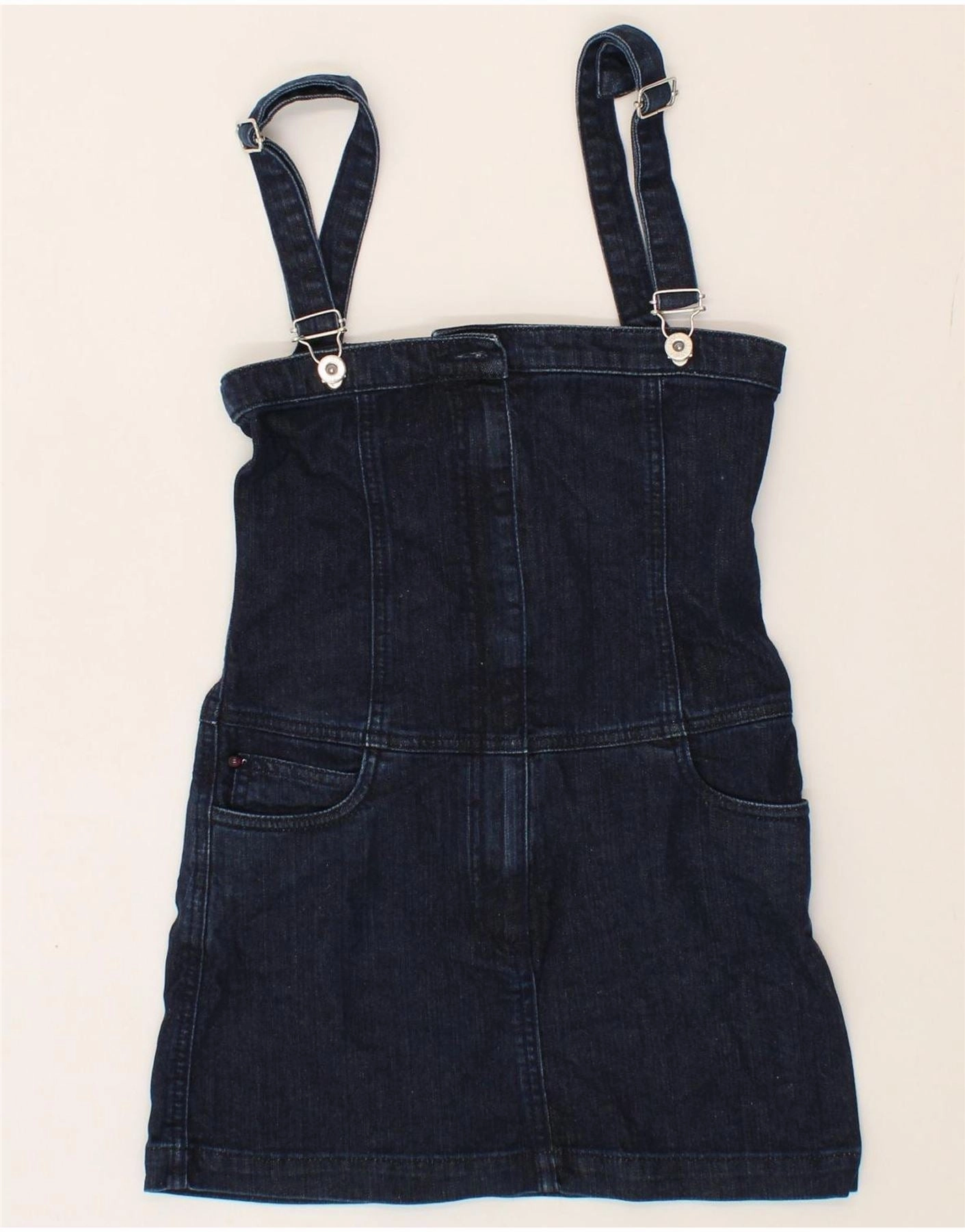 DOLCE & GABBANA Girls Denim Dungaree Dress 3-4 Years Small Navy Blue Sage Detail