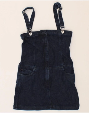 DOLCE & GABBANA Girls Denim Dungaree Dress 3-4 Years Small Navy Blue Sage Detail