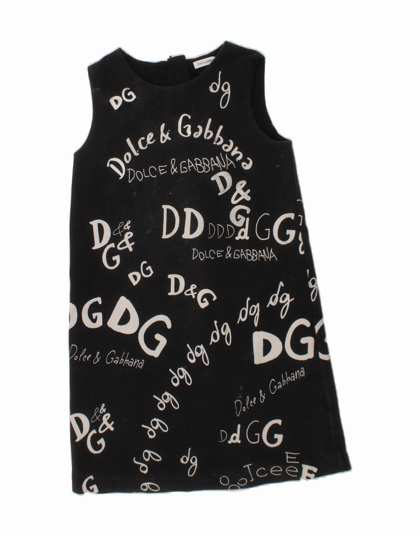 Lined interior DOLCE & GABBANA Girls Graphic Sleeveless Basic Dress 9-10 Years Black