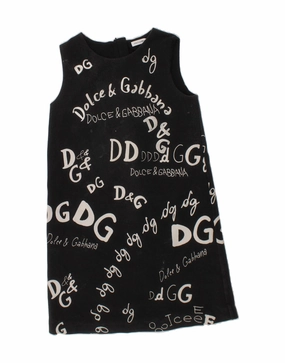 Lined interior DOLCE & GABBANA Girls Graphic Sleeveless Basic Dress 9-10 Years Black