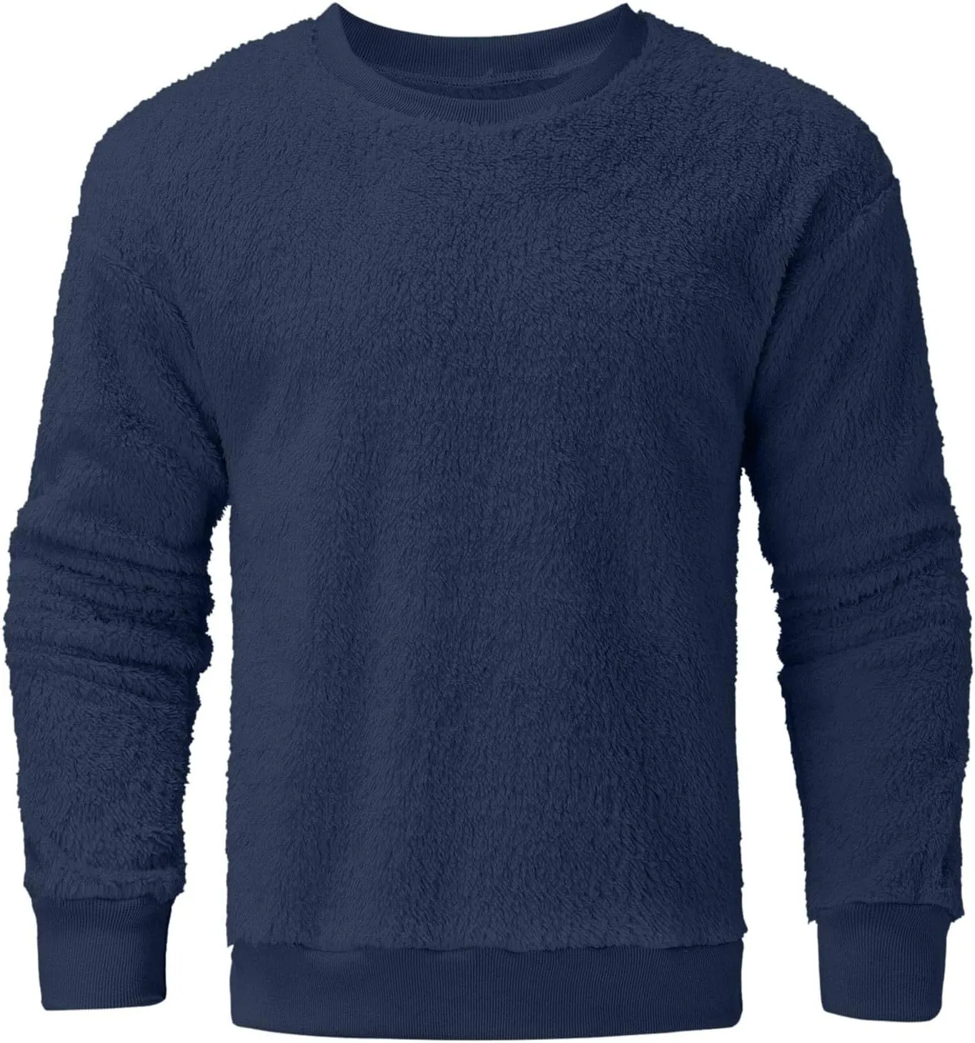 DOLKFU Men Hoodies Sherpa Fleece Oversized Pullover Sweatshirts Solid Color Long Sleeve Warm Crewneck Sweatshirt