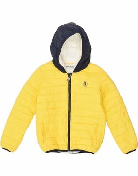 BIKKEMBERGS Boys Hooded Padded Jacket 9-10 Years Yellow Polyamide countryside Sporty Shield
