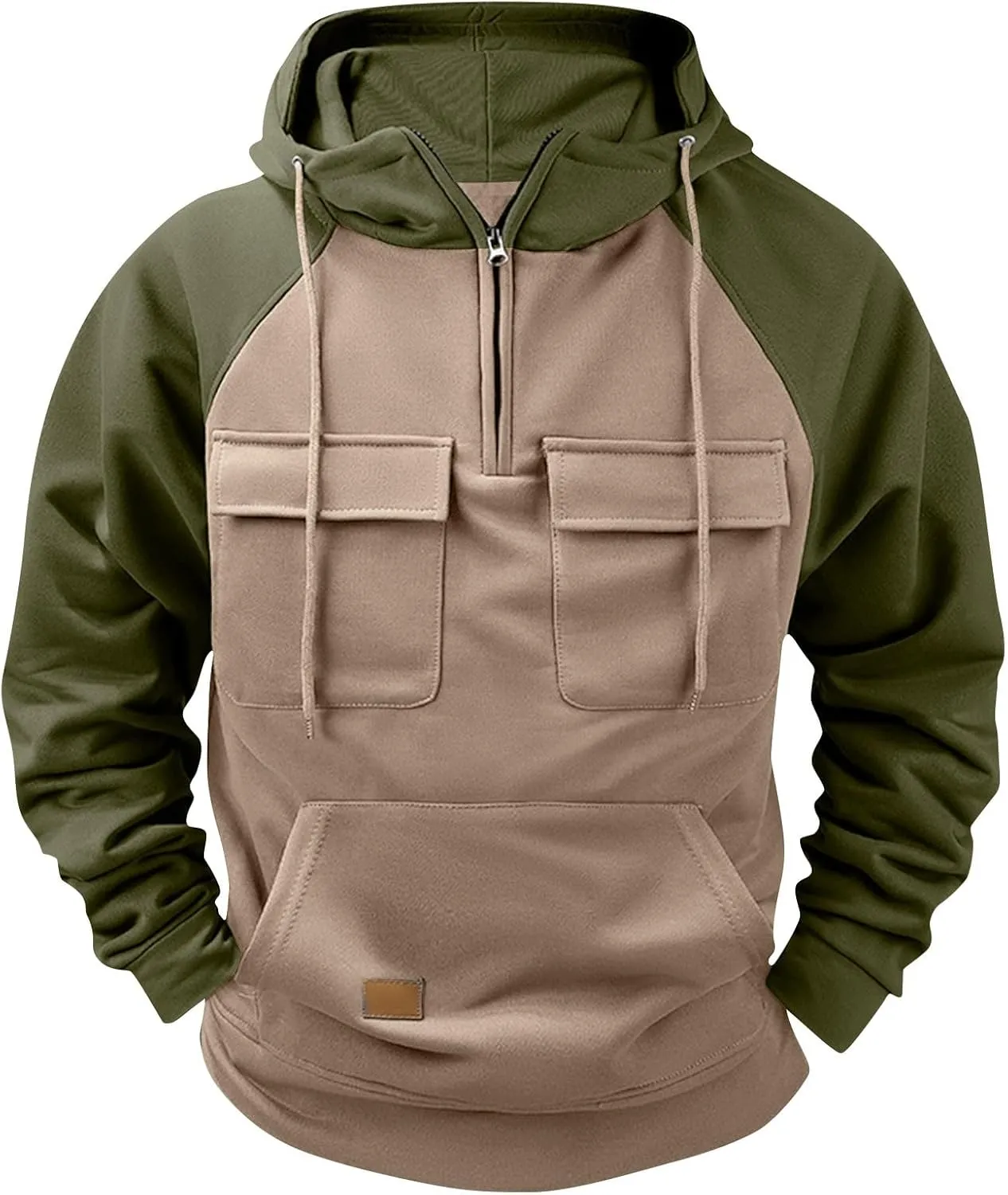 DOPOCQ Mens Sweatshirts Hoodies Trendy Color Block Long Sleeve Lightweight Pullover Fall Winter 1/4 Zip Casual Loose Hoodies