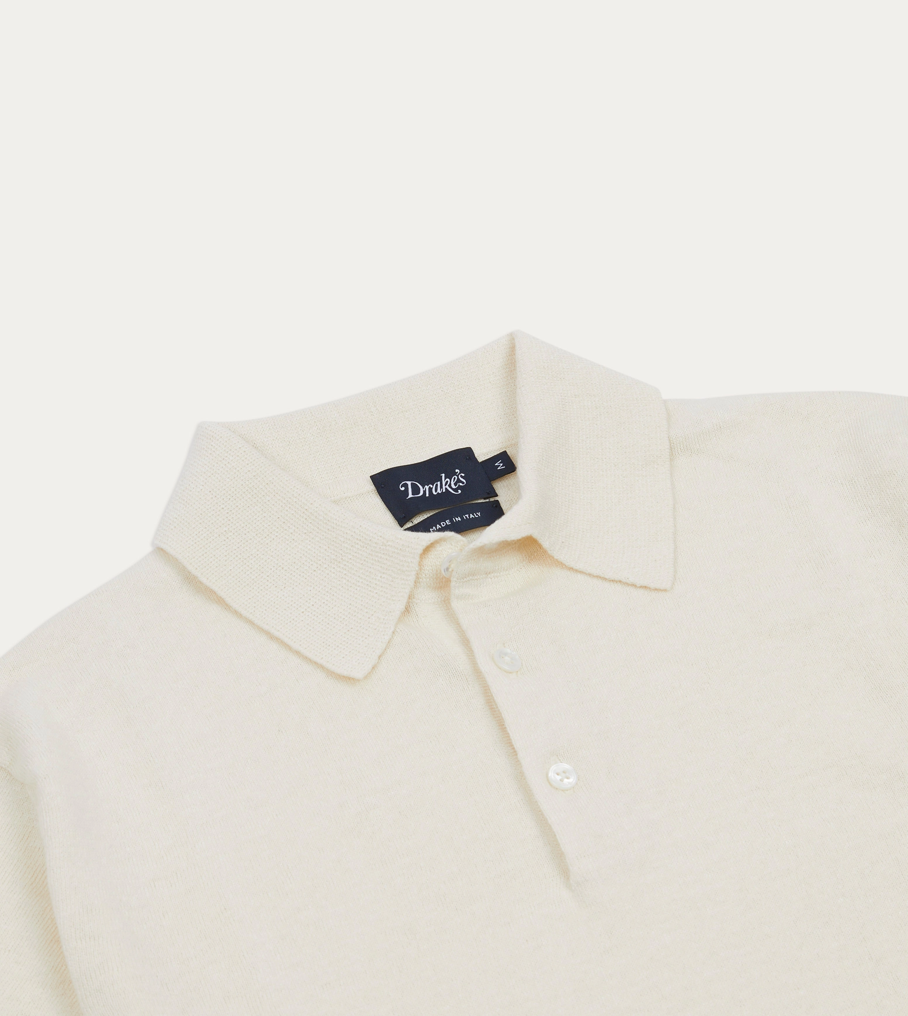 Ecru Knitted Linen-Cotton Short-Sleeve Polo Shirt Fashion Fit All Fit Look