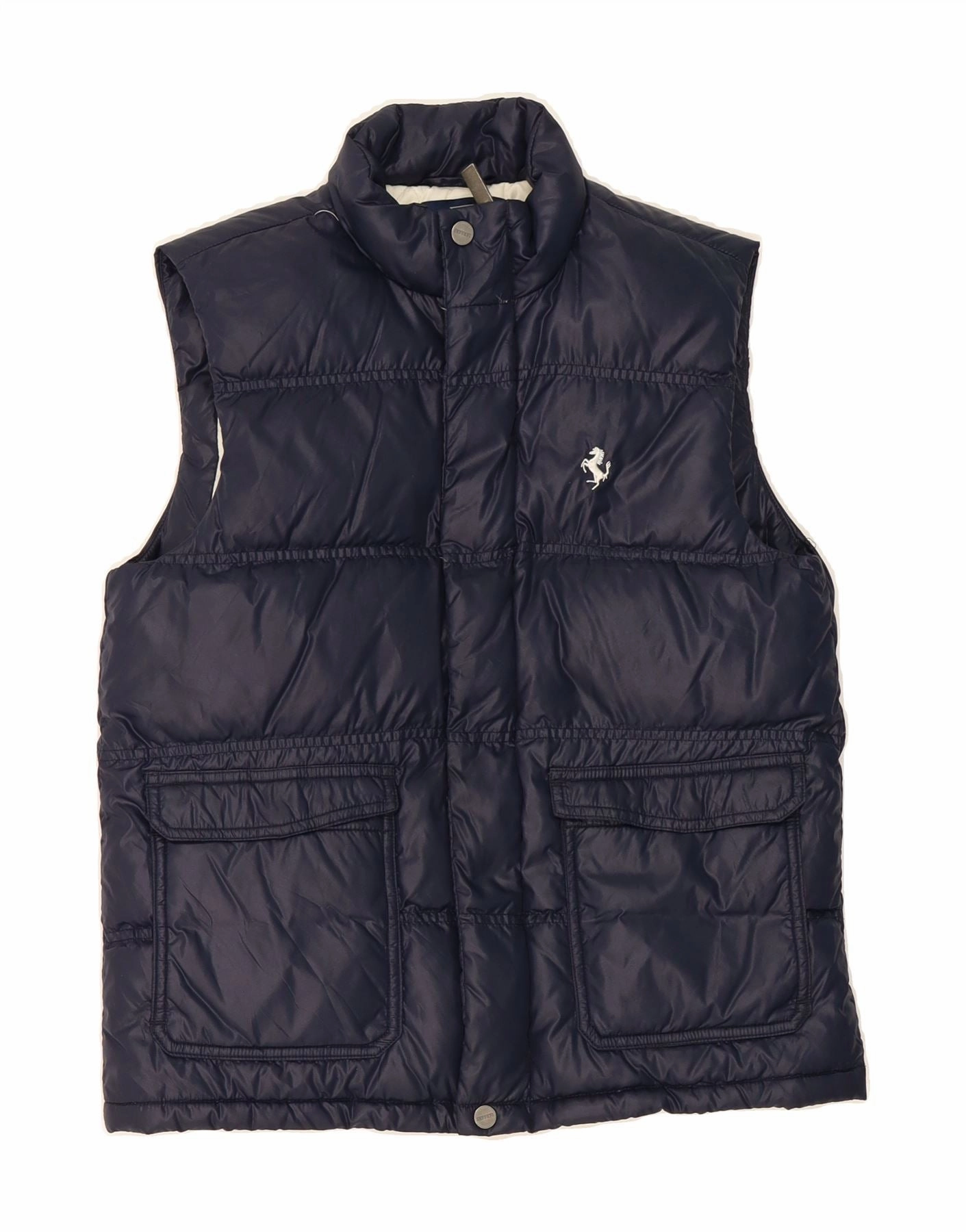 FERRARI Boys Padded Gilet 8-9 Years Navy Blue Nylon Quick Fit