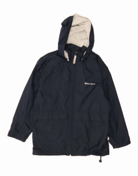 CHAMPION Boys Hooded Rain Jacket 7-8 Years Navy Blue Polyamide practice session