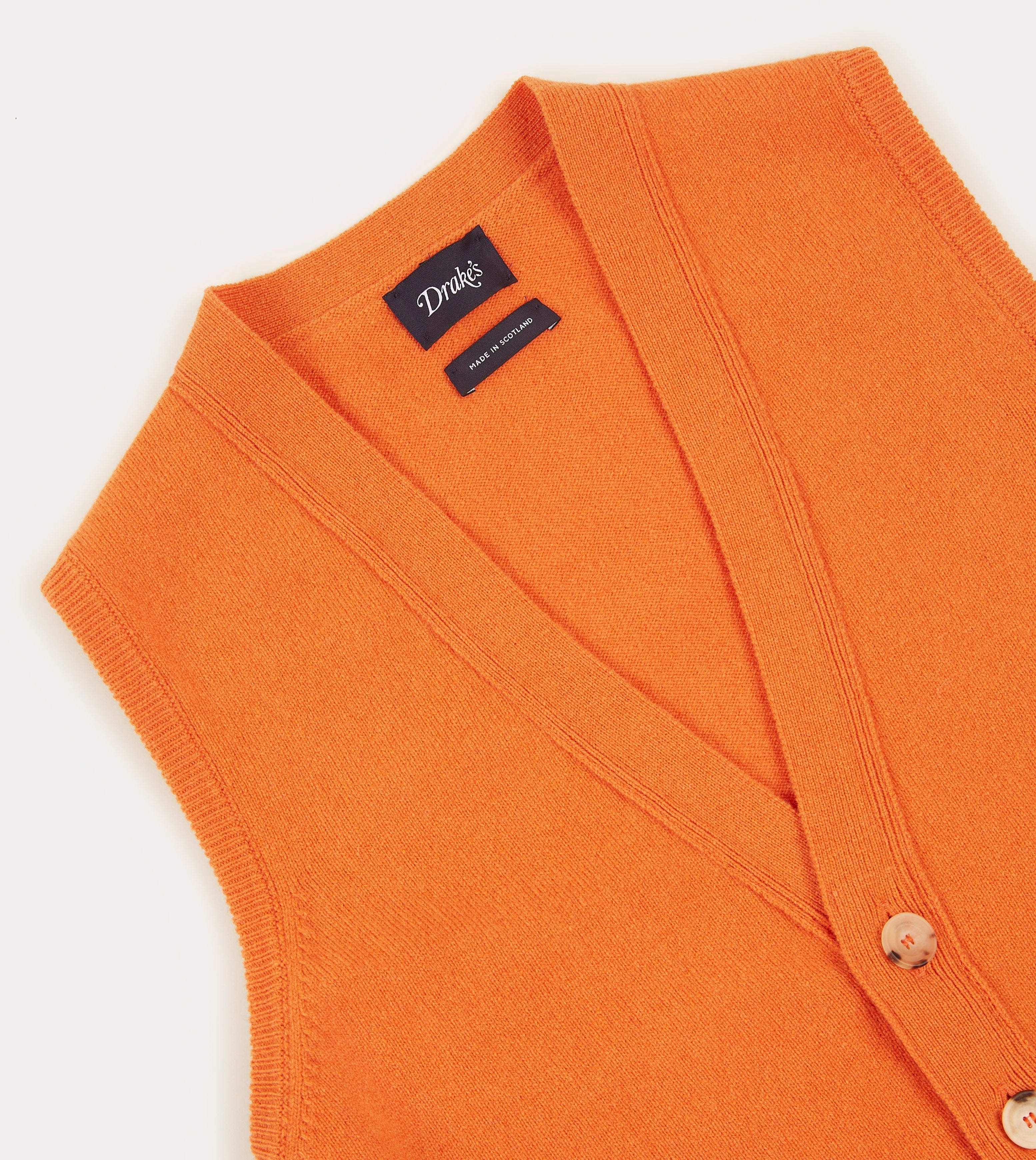 Modern Warmth Interlock Weave Orange Lambswool Sleeveless Cardigan