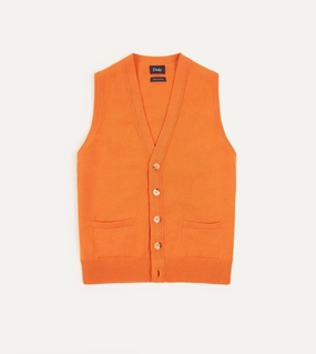 Airflow Optimized Orange Lambswool Sleeveless Cardigan