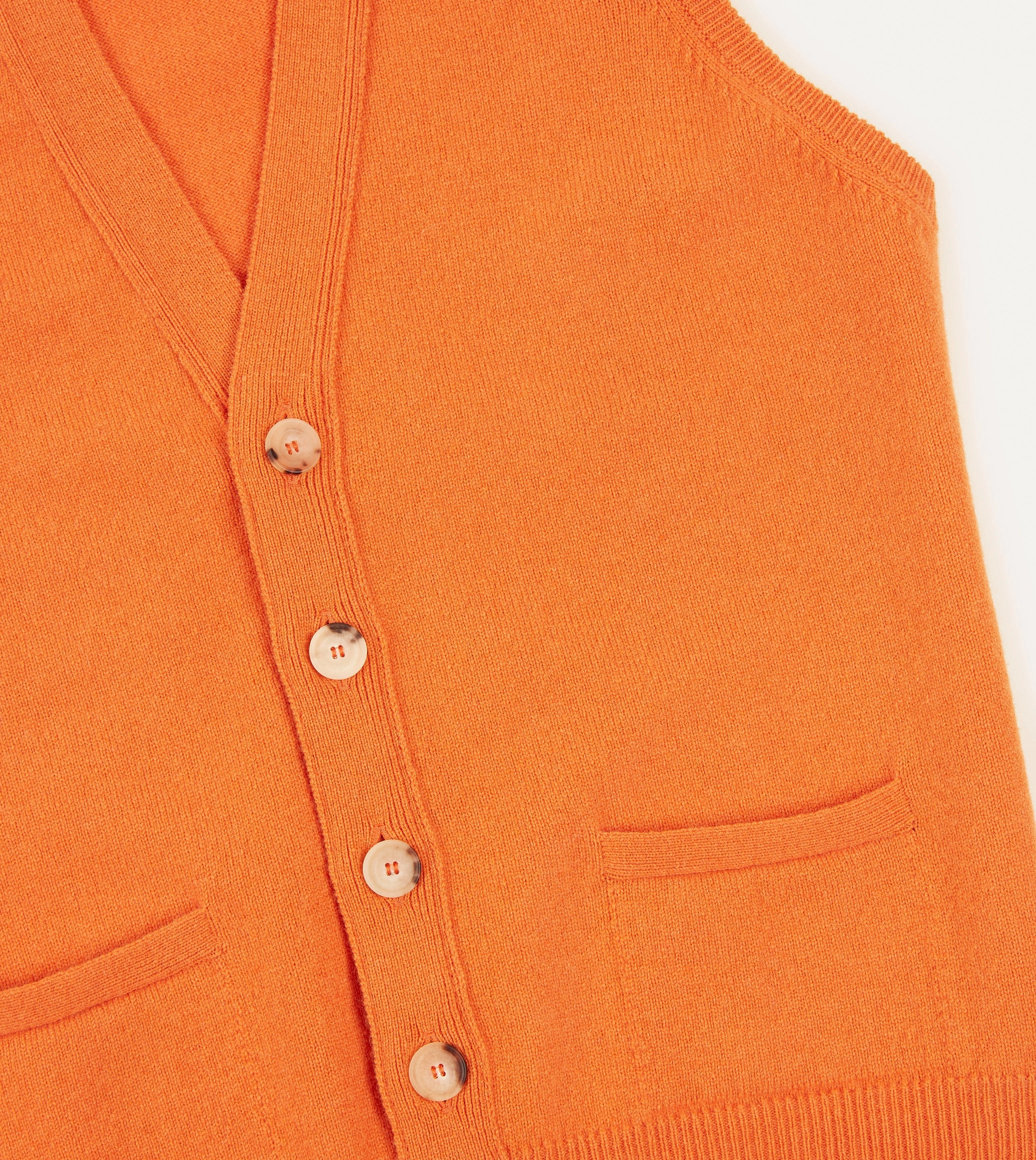 Clean Finish Orange Lambswool Sleeveless Cardigan