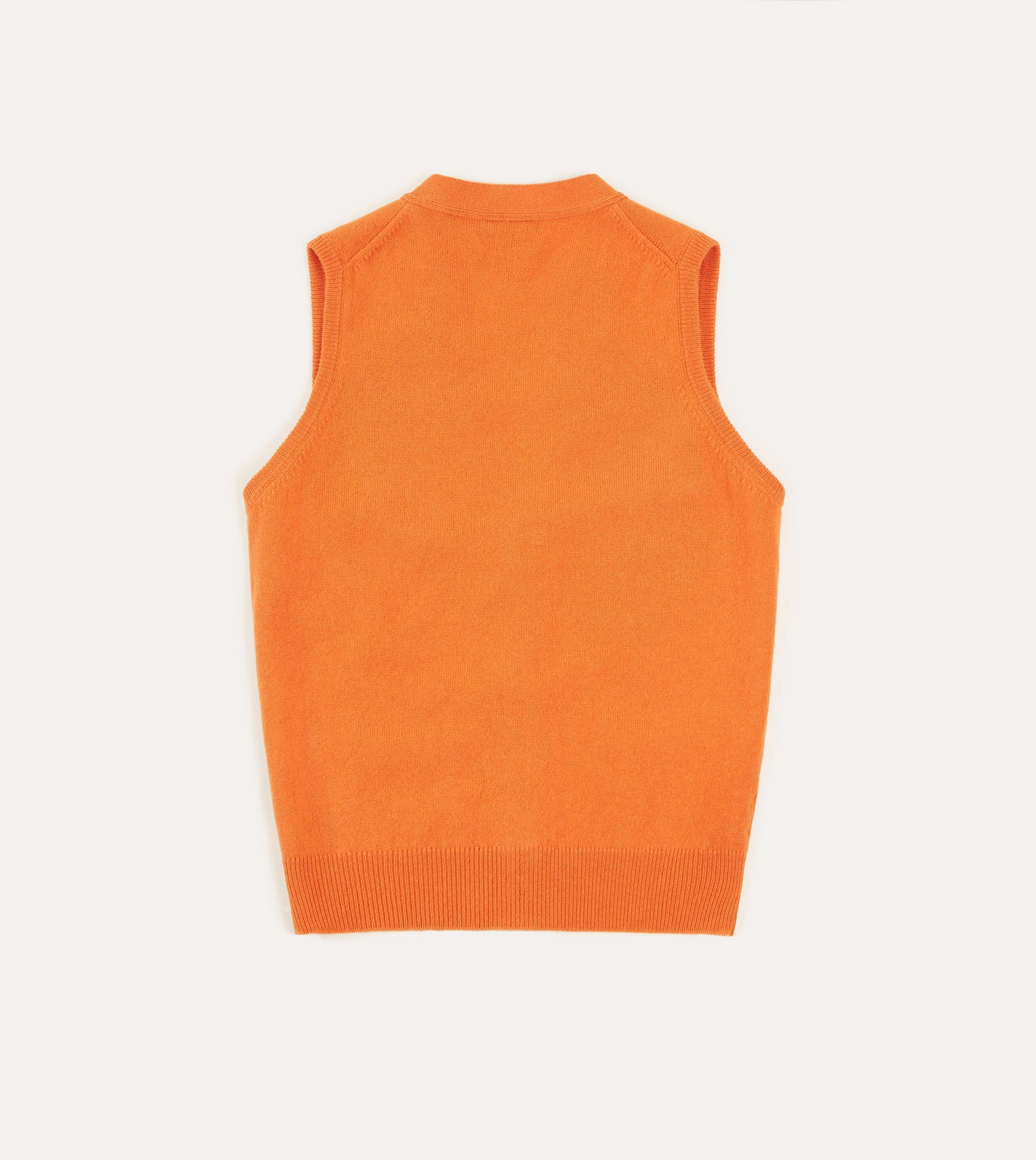 Orange Lambswool Sleeveless Cardigan Ultra Soft Thermal Retention Lining