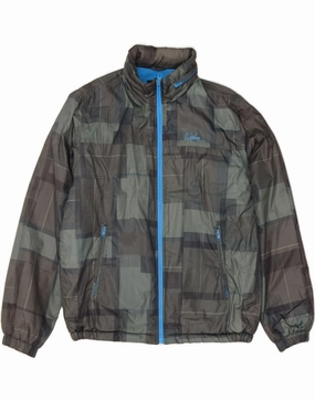 Weather Resistant Coating QUIKSILVER Boys Hooded Windbreaker Jacket 15-16 Years Grey Check Polyester
