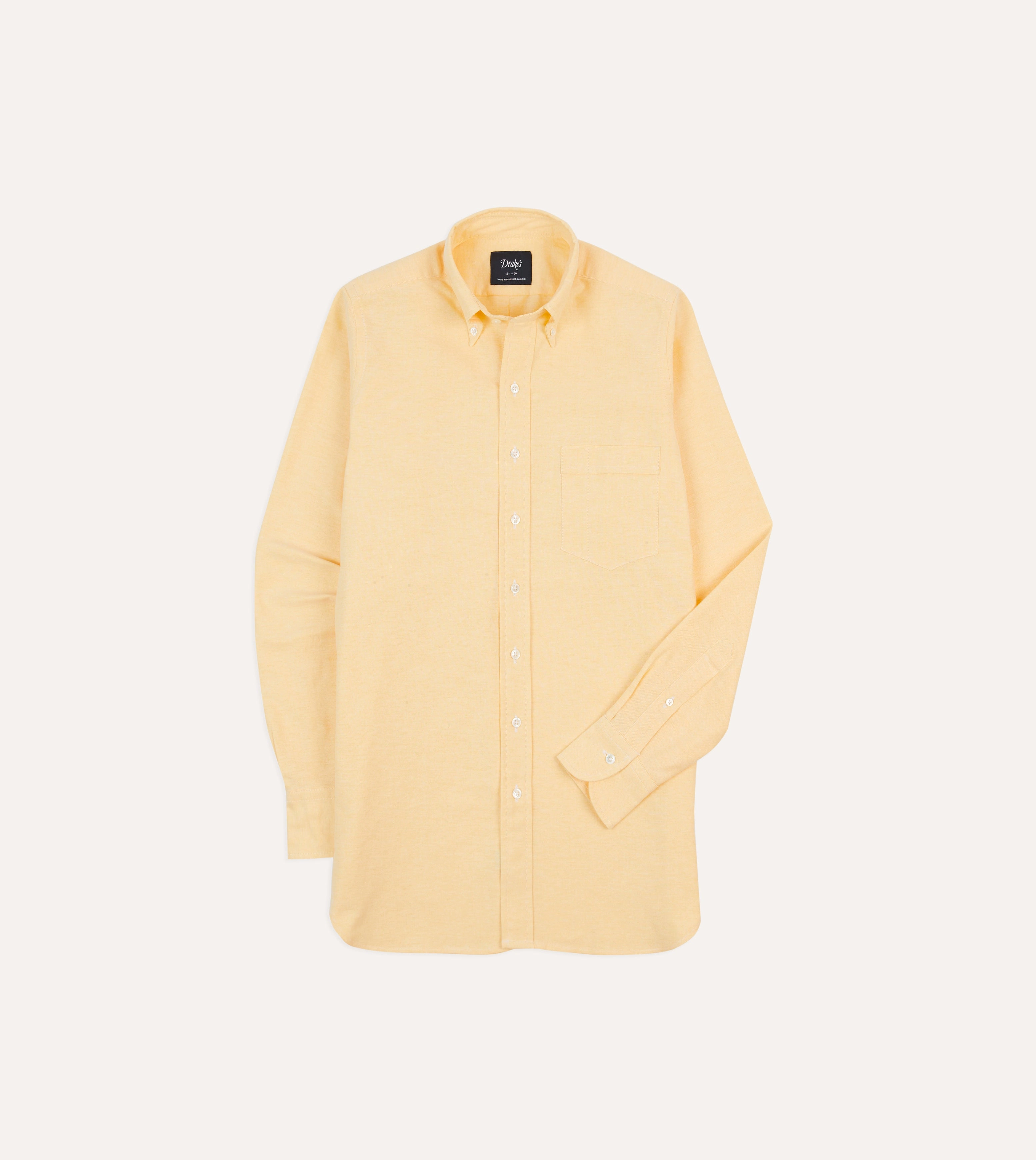 Yellow Cotton Oxford Cloth Button-Down Shirt Micro Perforated Texture