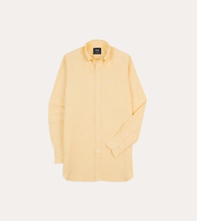 Yellow Cotton Oxford Cloth Button-Down Shirt Micro Perforated Texture