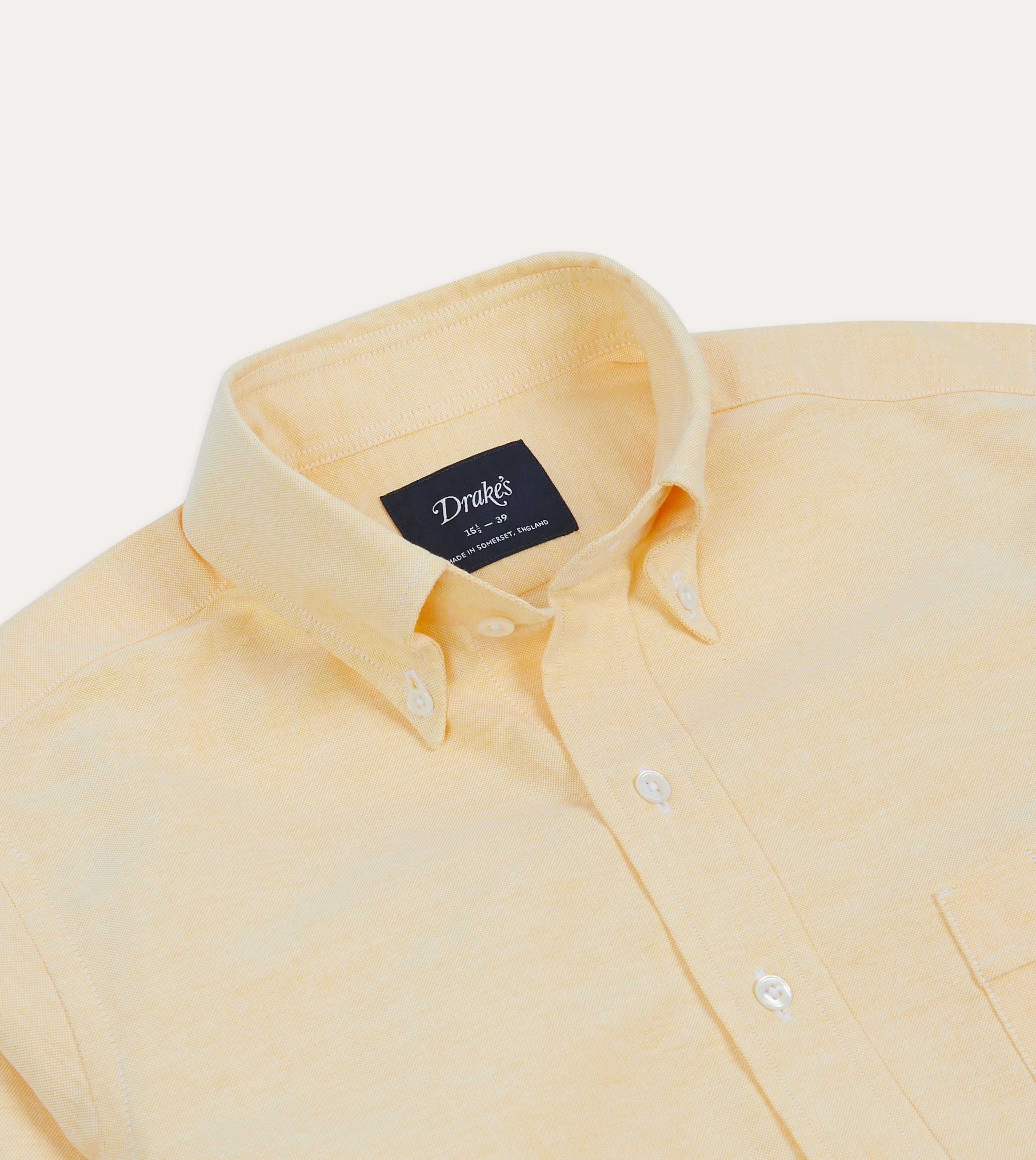 Yellow Cotton Oxford Cloth Button-Down Shirt Statement Maker Flexible Material
