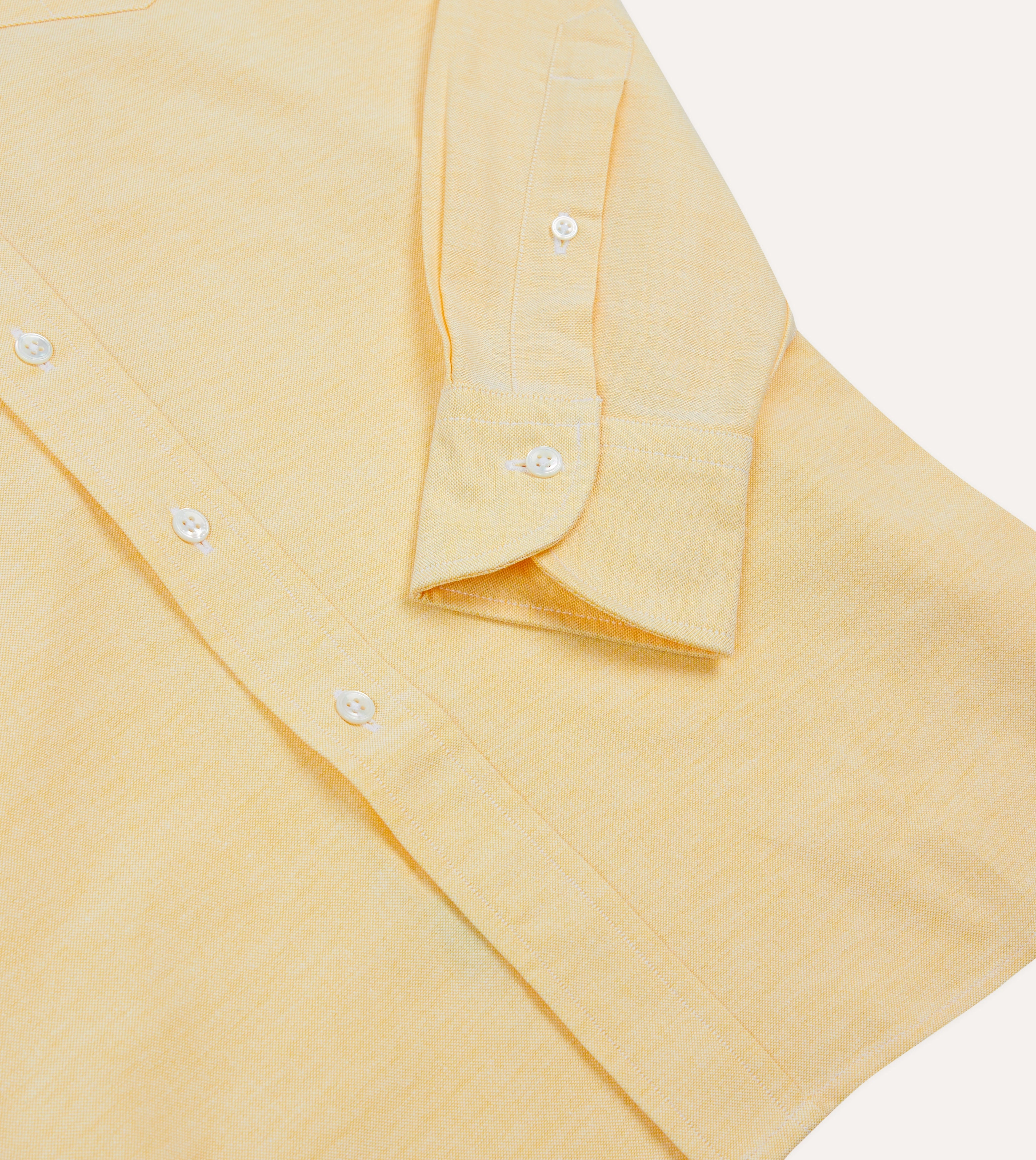 Yellow Cotton Oxford Cloth Button-Down Shirt Reinforced Collar