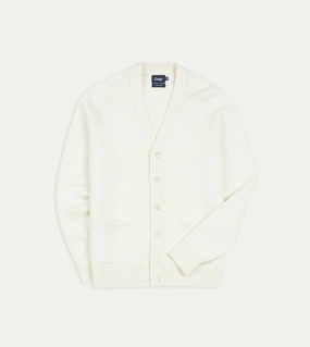 Easy Layering Subtle Elegance Ecru Lambswool 6 Button Cardigan