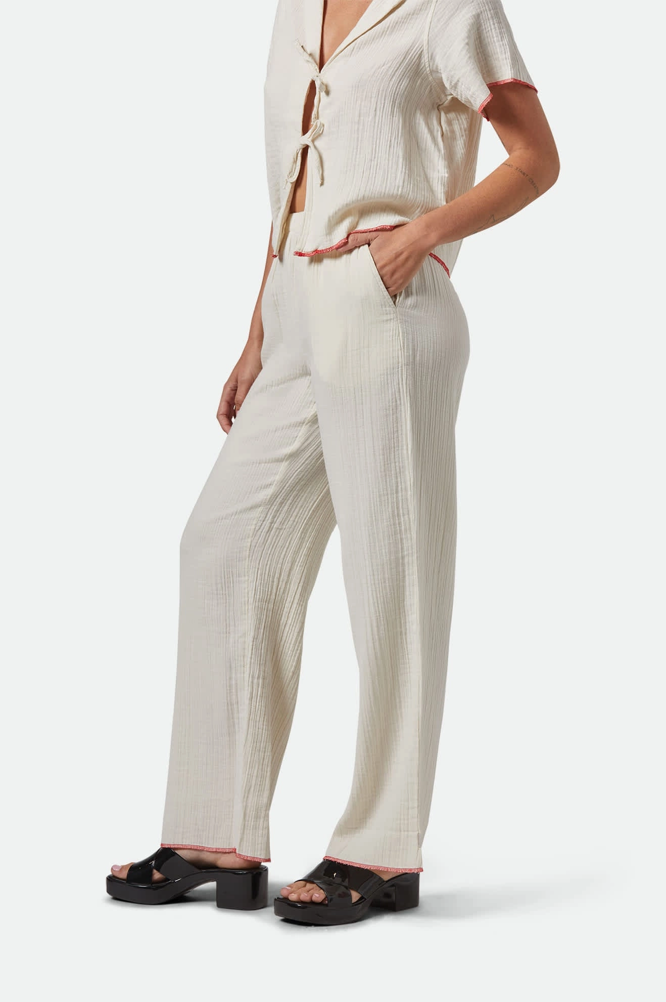 Wandering Hudson Lounge Pant - Off White Corduroy texture