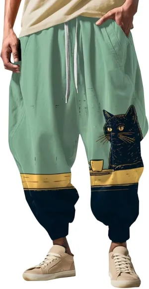 Drawstring Elastic Waist Baggy Sweatpants Trousers Sweatpants Mens Loungg Pants Mens Baggy Pants Samurai