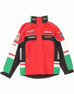 DUCATI Boys Graphic Hooded Racer Jacket 7-8 Years Red Colourblock challenge