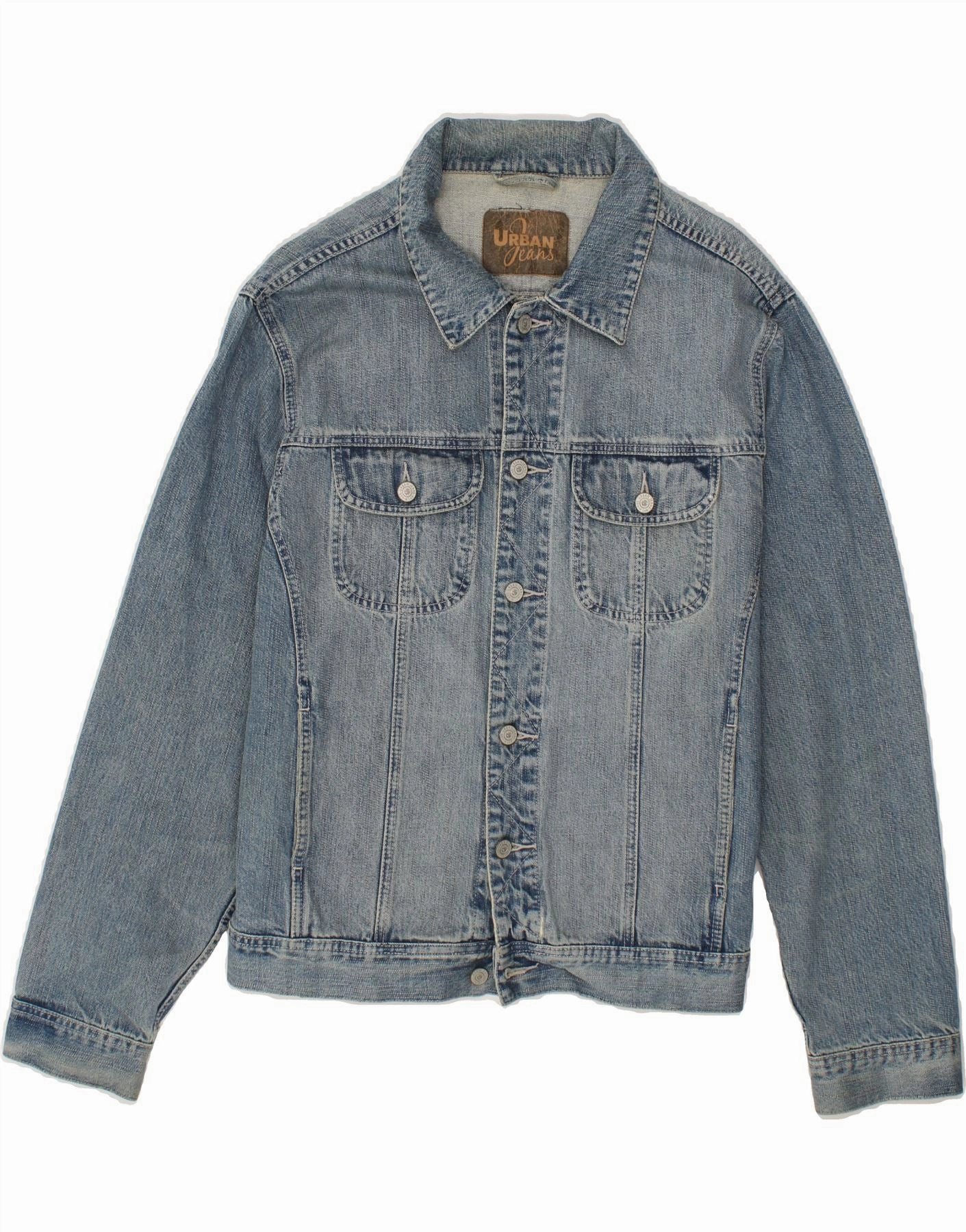 VINTAGE Boys Denim Jacket 13-14 Years XL Blue Cotton Functional LightweightFabric