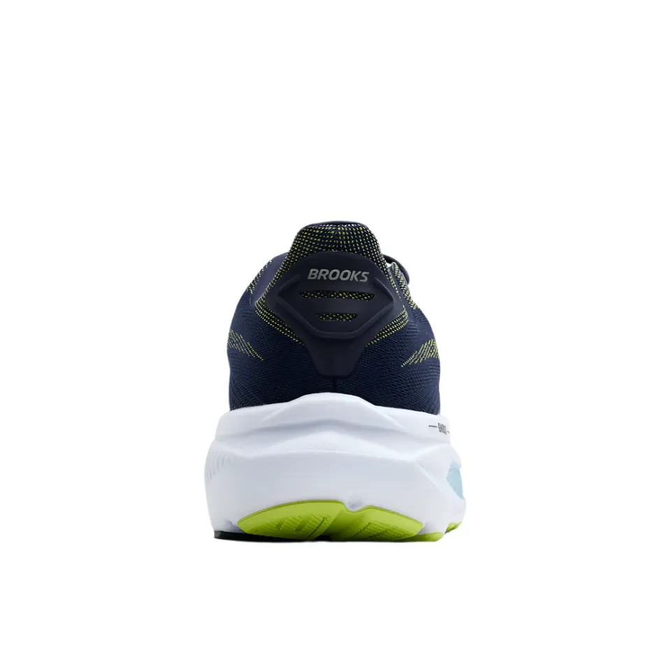 Brooks Men's Ghost 17 2E Wide Fit Running Shoes in Peacoat/Lime/Blue AW25 herringbone outsole shoes athlete - endorsed