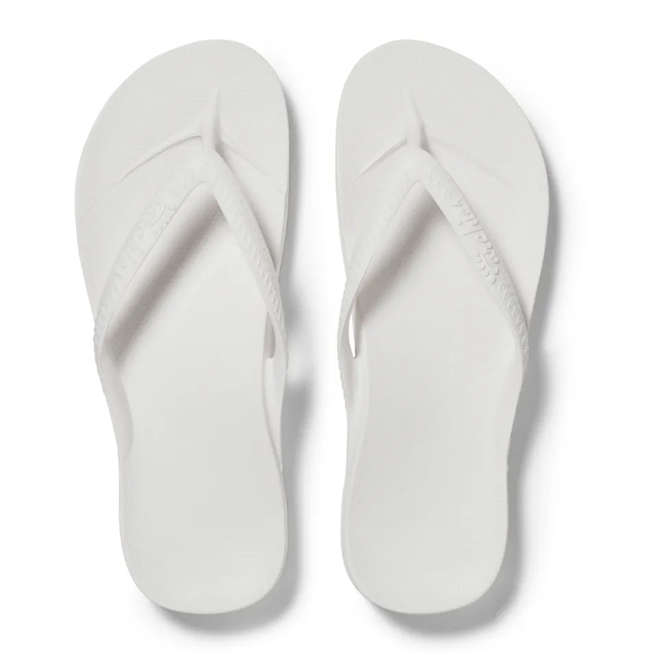 Archies Arch Support Flip Flops in White waterproof running gear