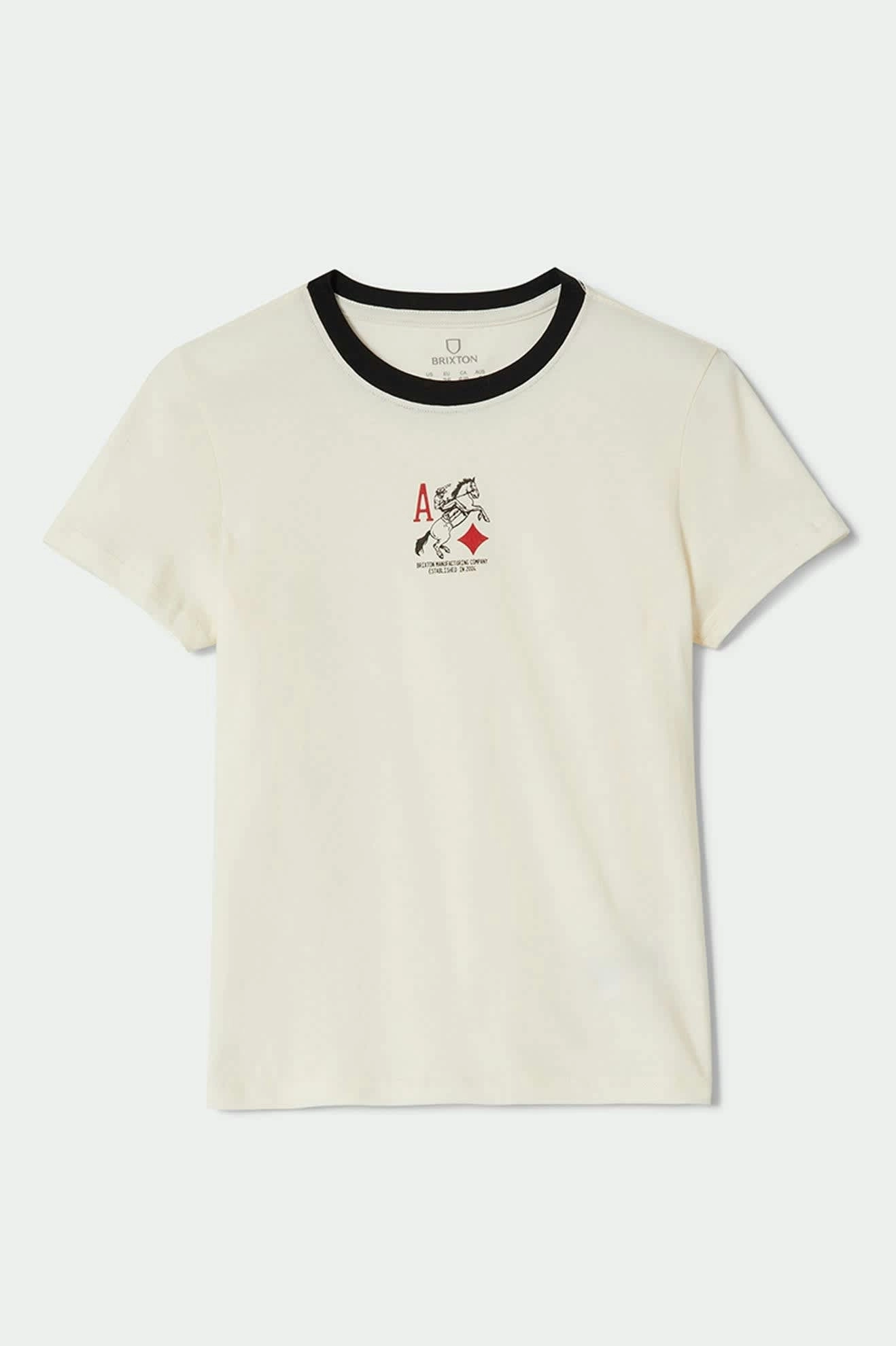 Trendy All-Day Aces Fitted Crew T-Shirt - Off White/Black