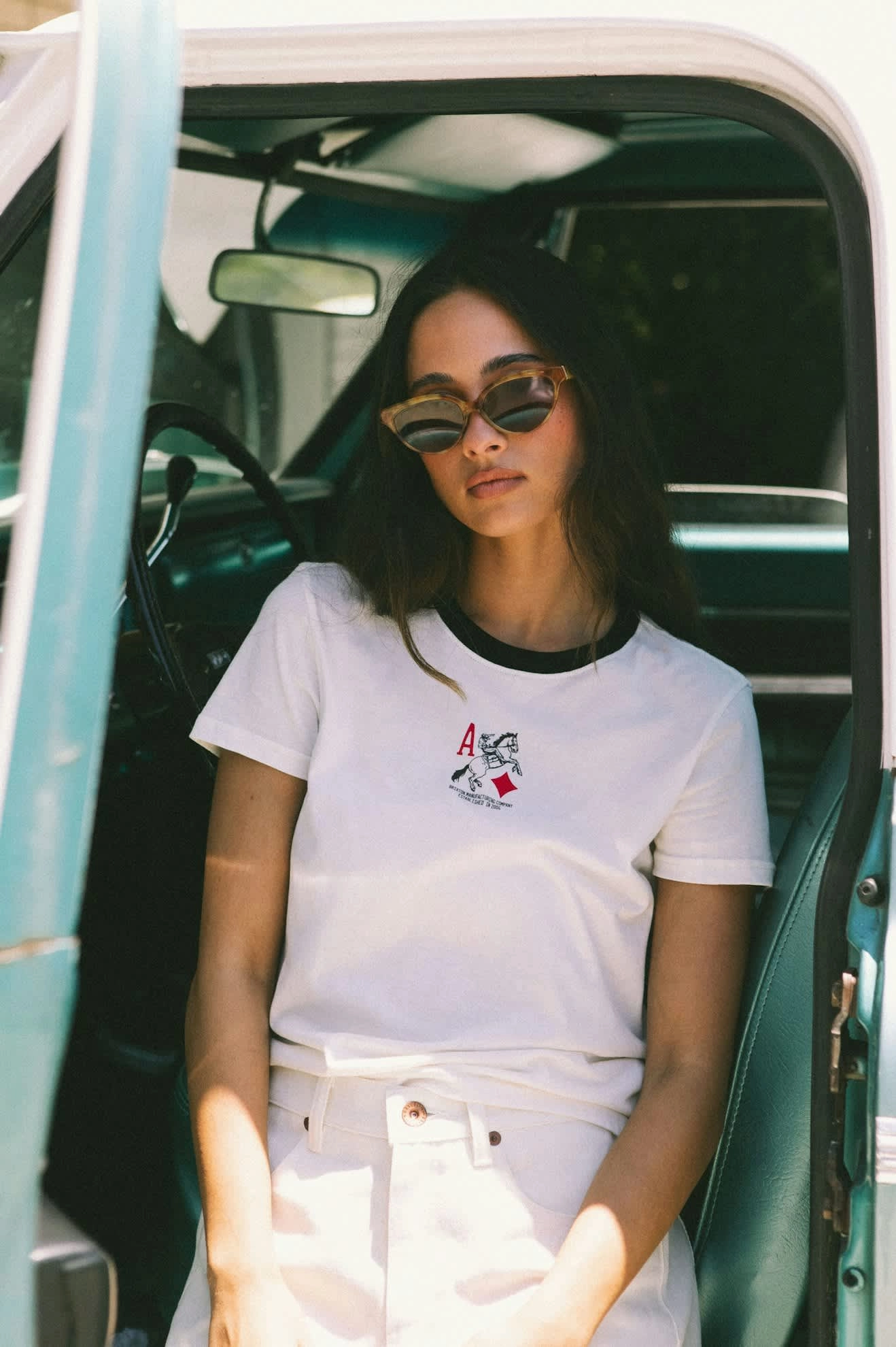 discount offer Aces Fitted Crew T-Shirt - Off White/Black