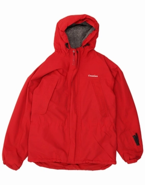 White Circulate CANADIAN Boys Hooded Windbreaker Jacket 13-14 Years Red