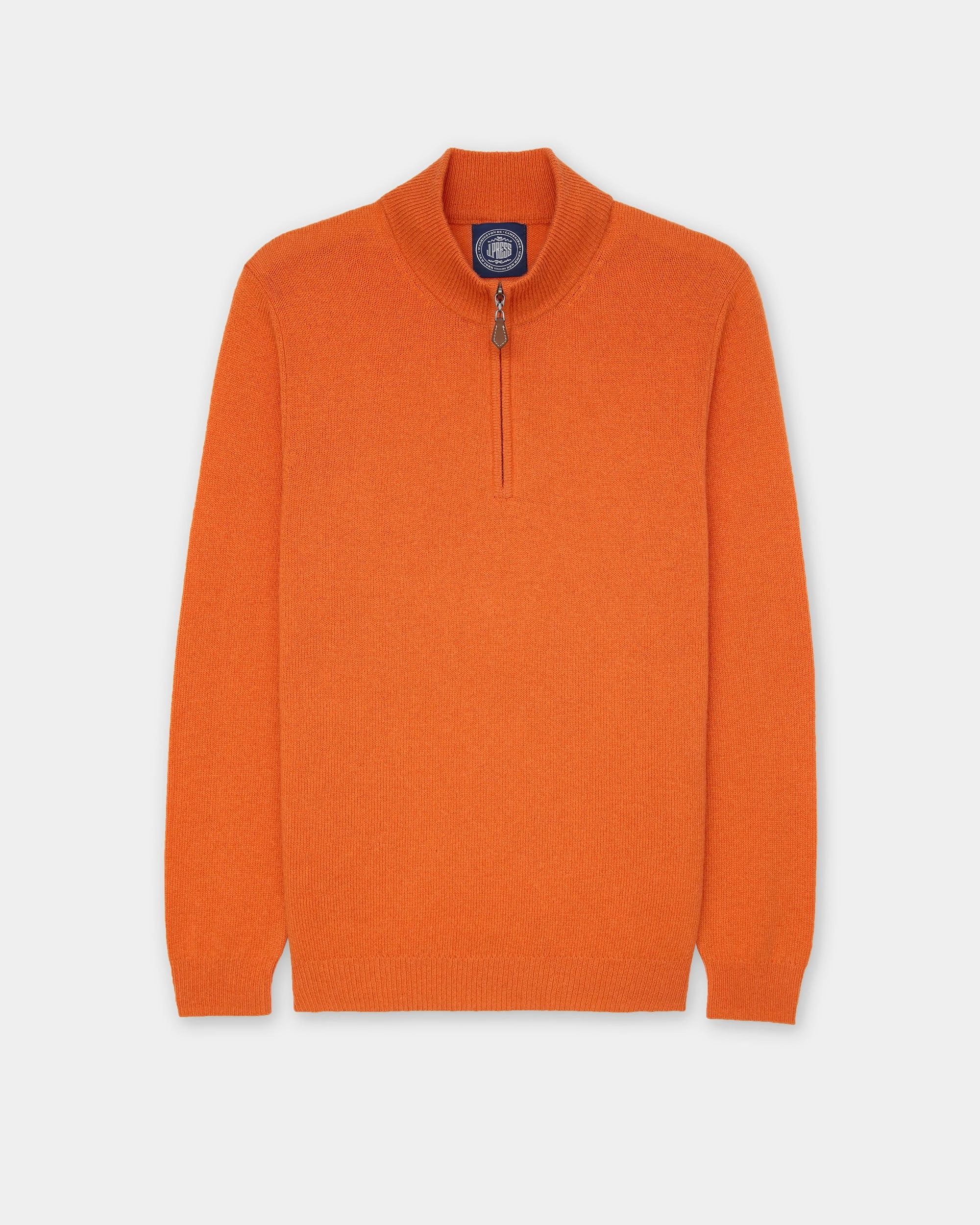 Casual Outfit Orange Lambswool Quarter Zip-up Sweater