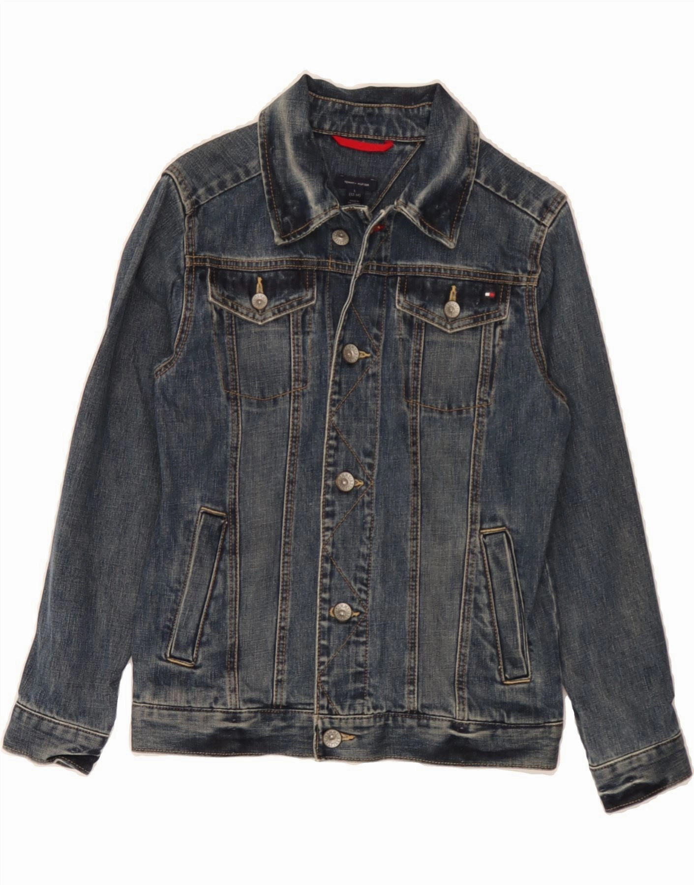 Sporty Style TOMMY HILFIGER Boys Denim Jacket 12-13 Years Large Blue Cotton