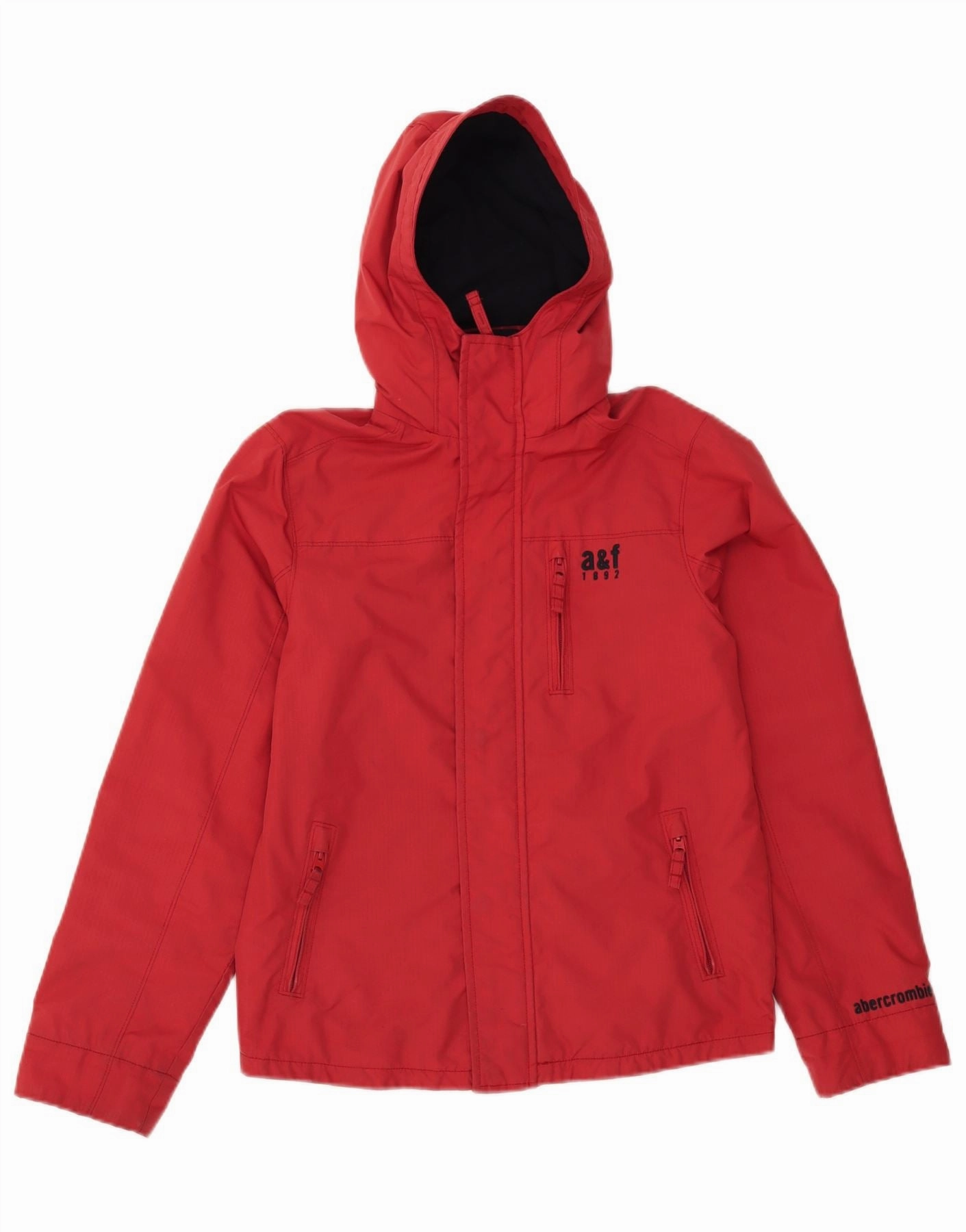 ABERCROMBIE & FITCH Boys Hooded Windbreaker Jacket 13-14 Years XL Red Smart Casual