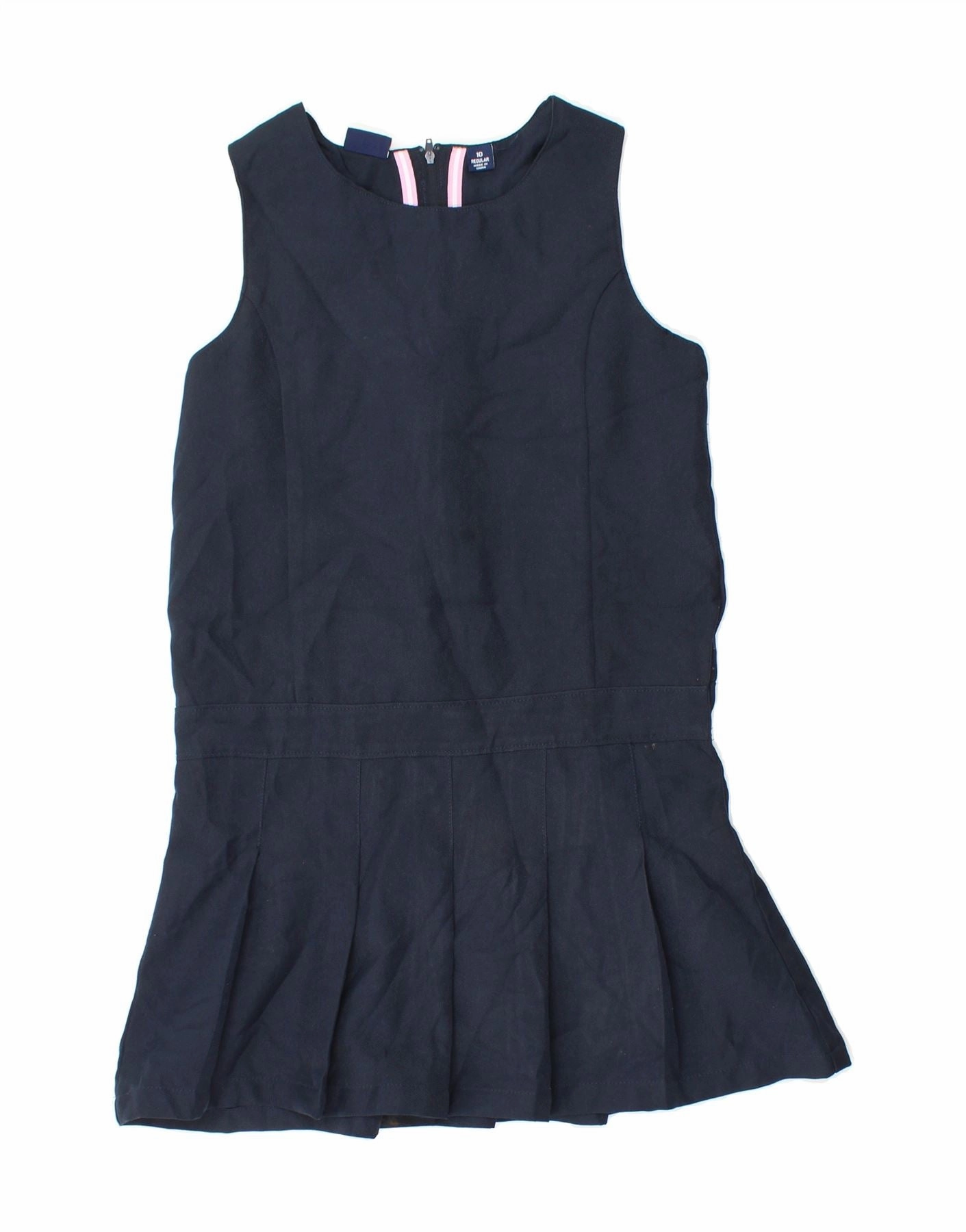 IZOD Girls Regular Fit Sleeveless A-Line Dress 9-10 Years Navy Blue All-Day Wear