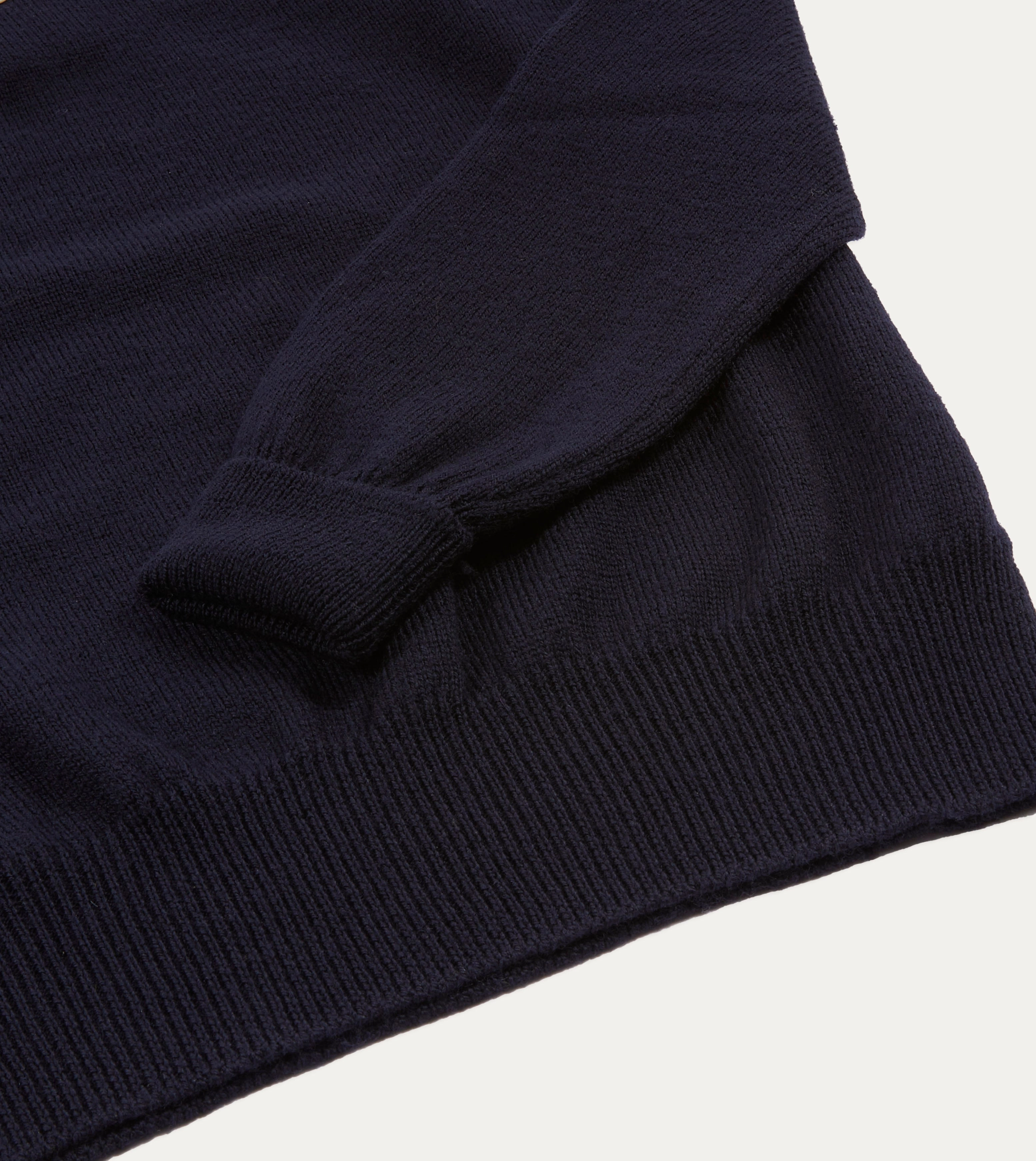 FrictionResistant Sleeves Hooded Neckline Option Navy Merino Wool Knitted Polo