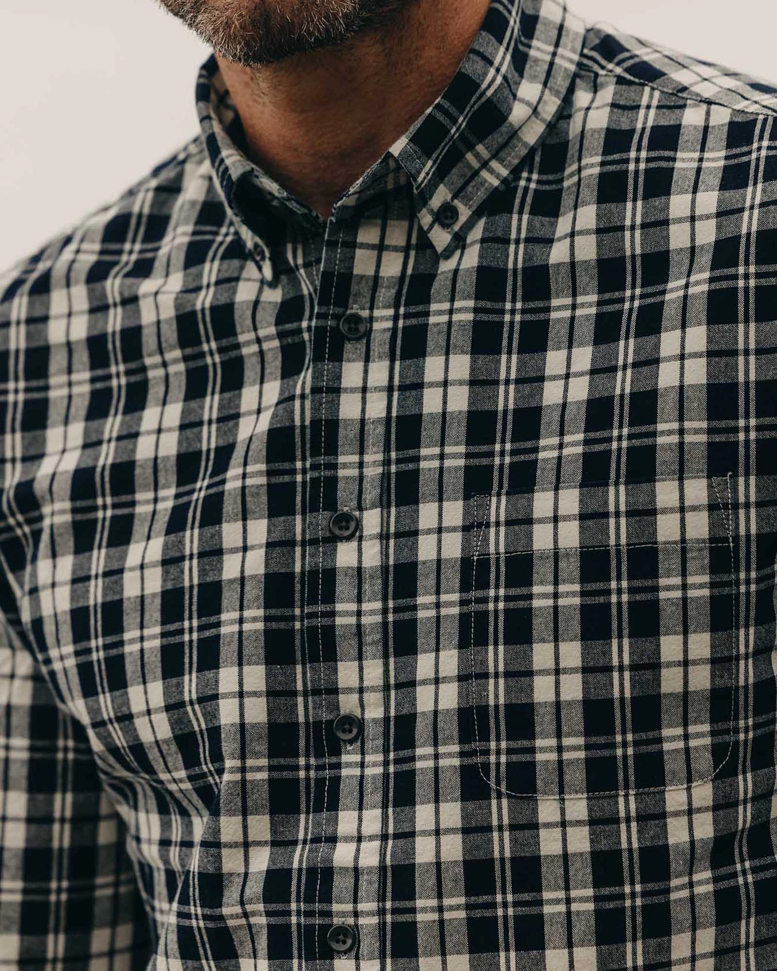 Wrinkle Free Care The Jack in Rinsed Indigo Plaid