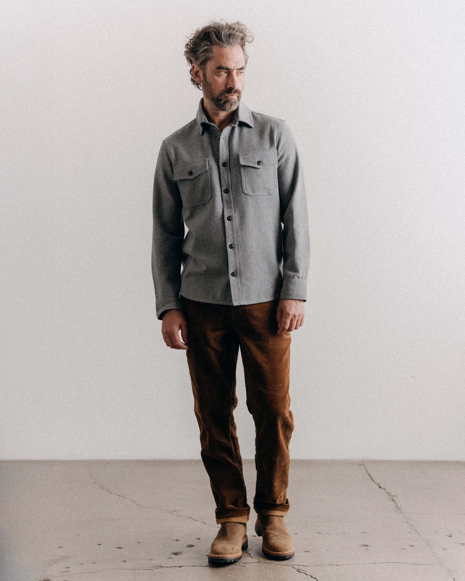 The CPO Shirt in Heather Ash Twill All-day Comfort No Slip Shoulder Grips