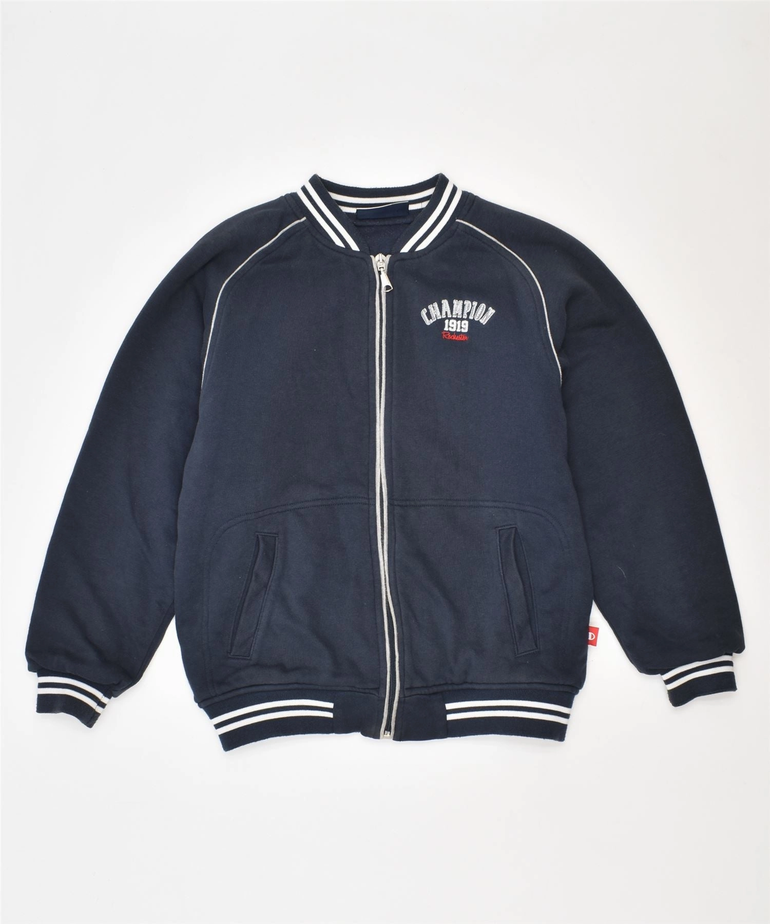 CHAMPION Boys Bomber Jacket 9-10 Years Medium Navy Blue Cotton suitable for casual gatherings Outdoor Ease