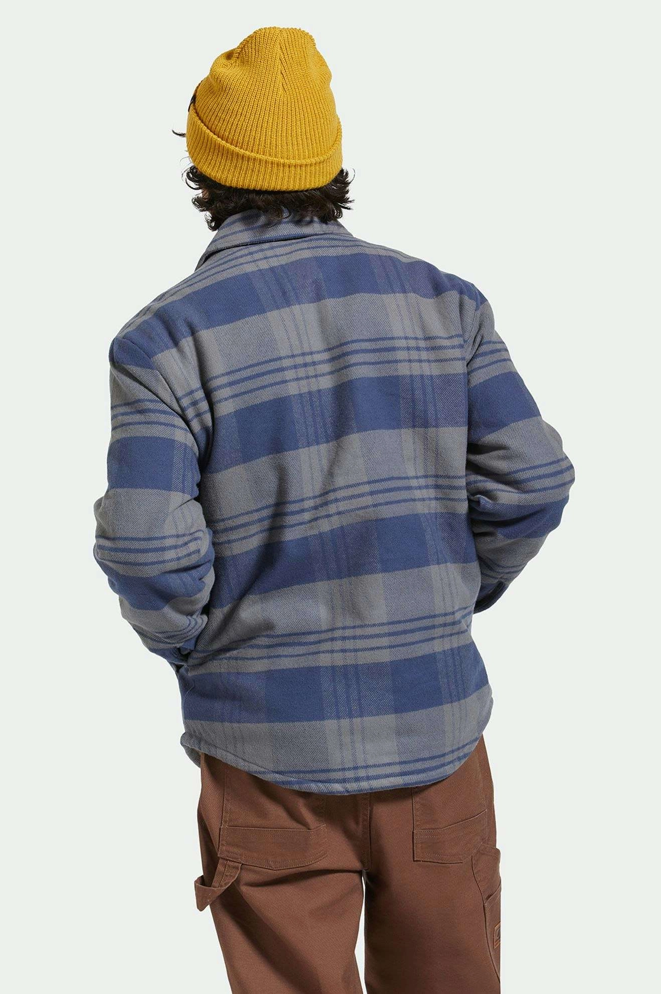 Checkered Durham Sherpa Lined Jacket - Washed Navy/Beige Plaid