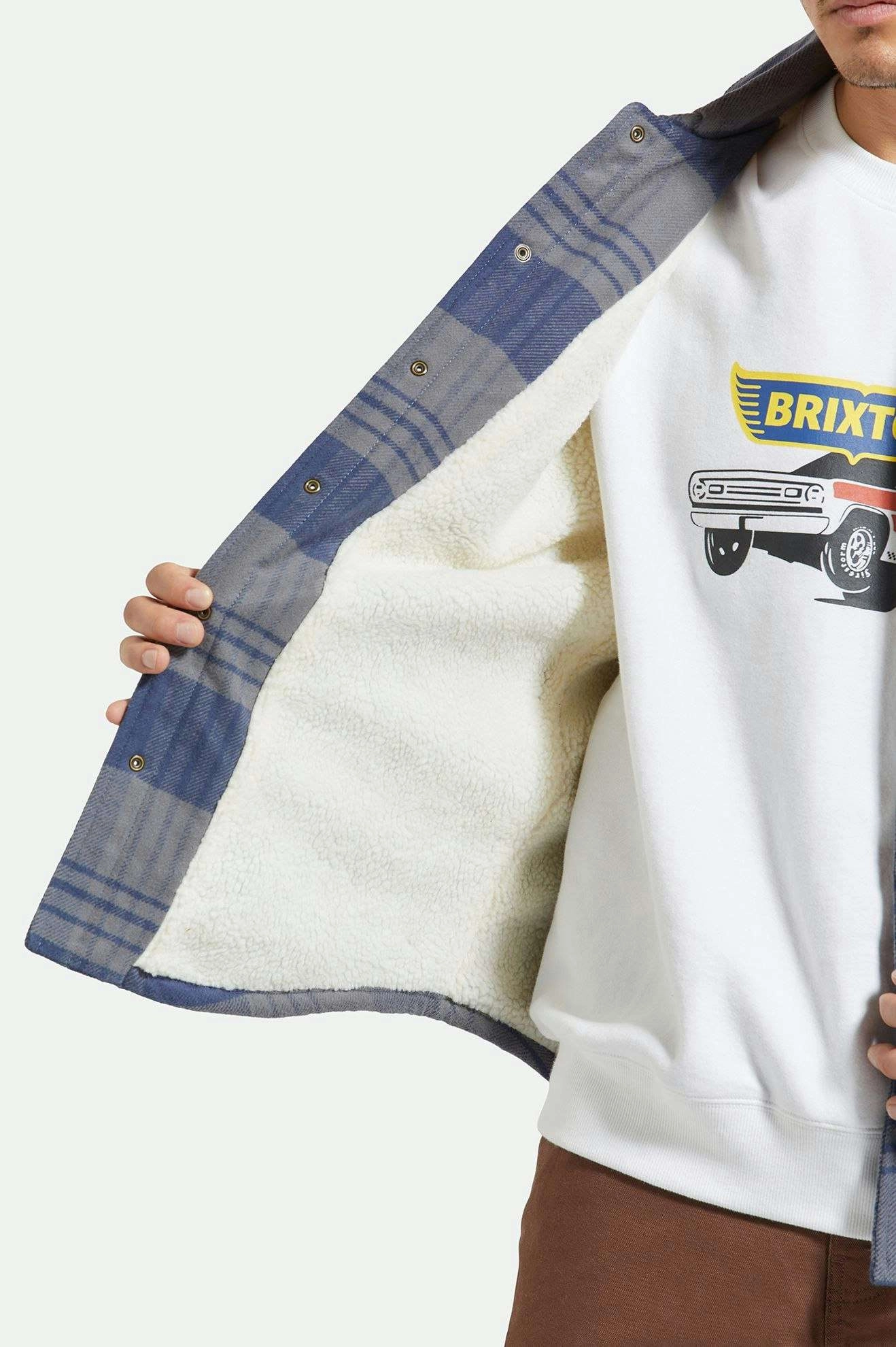 Relationship Durham Sherpa Lined Jacket - Washed Navy/Beige Plaid